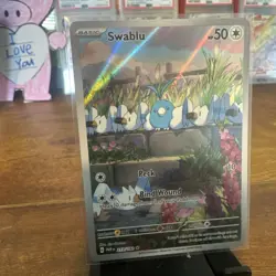 Pokemon Swablu Illustration Rare SV04: Paradox Rift 213/182 NM Holo - Image 3