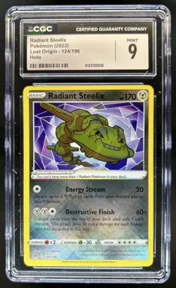 2022 Pokemon SWSH Lost Origin Radiant Steelix #124/196 CGC 9 - Image 1