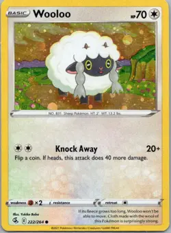Pokemon TCG Wooloo 222/264 Fusion Strike Cosmos Holo MP - Image 1