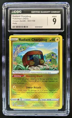 2023 Pokemon SWSH Crown Zenith Radiant Charjabug #051/159 CGC 9 - Image 1