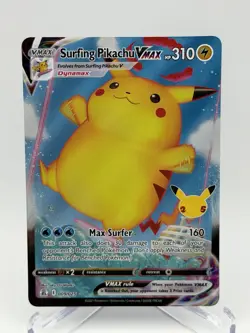 Pokemon Surfing Pikachu VMAX Ultra Rare Holo Full Art Celebrations 009/025 310HP - Image 1