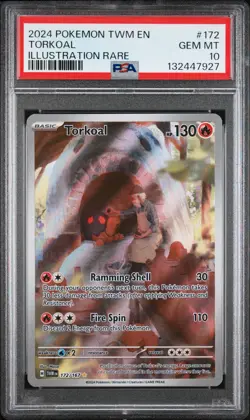 2024 Pokemon TWM Torkoal 172/167 Illustration Rare PSA 10 - Image 1