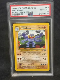 2002 Pokemon League Machamp #43 BLACK STAR PROMO PSA 8 - Image 1
