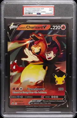 2021 POKEMON SWSH BLACK STAR PROMO #133 LANCE'S CHARIZARD V PSA 9 - Image 1