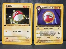 DARK ELECTRODE & VOLTORB 1ST EDITION [NM/LP] VINTAGE TEAM ROCKET POKEMON CARD - Image 1