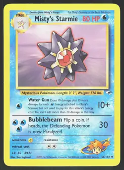 Misty's Starmie 56/132 Gym Heroes Unlimited Pokemon Card MP - Image 1