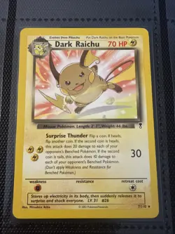 Pokemon TCG Dark Raichu 7/110 Rare Non-Holo Card, Legendary Collection LP - Image 1