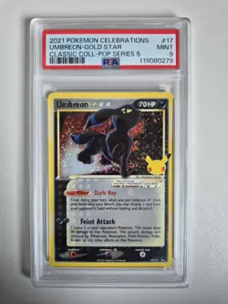 PSA 9 Umbreon 17/17 Gold Star Pokemon Celebrations 25th Anniversary 2021 MINT - Image 1