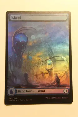 MTG Island (263) x2-Foil Full Art-Phyrexia: All Will Be One-Pack Fresh - Image 1