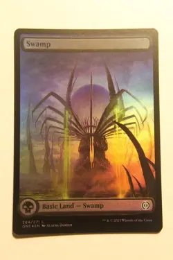MTG Swamp (264) x1-Foil Full Art-Phyrexia: All Will Be One-Pack Fresh - Image 1