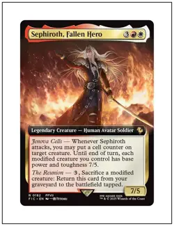 1x Sephiroth, Fallen Hero, Extended Art, Magic the Gathering, MTG NM - Image 1