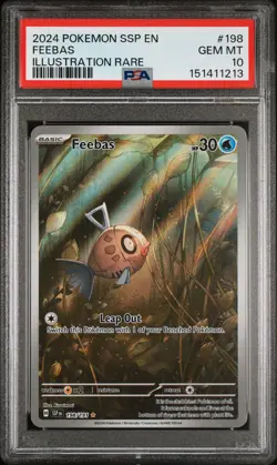 2024 POKEMON SSP EN-SURGING SPARKS ILLUSTRATION RARE #198 FEEBAS PSA 10 - Image 1