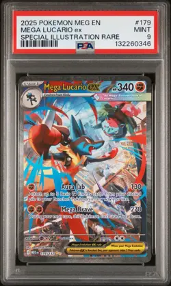 2025 POKEMON MEG EN-MEGA EVOLUTION #179 MEGA LUCARIO EX PSA 9 - Image 1