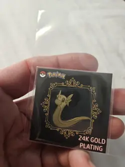 Dratini 24k Gold Plating Plated Metal Sticker Pokemon Korean Striking Candy - Image 1