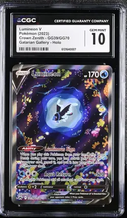 CGC 10 Lumineon V Full Art GG39/GG70 2023 Pokemon Crown Zenith - Image 1