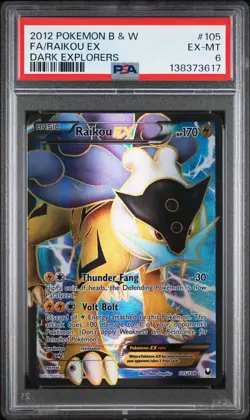 2012 POKEMON BLACK & WHITE DARK EXPLORERS #105 FULL ART/RAIKOU EX PSA 6 - Image 1