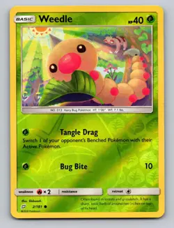Weedle 2/181 Common Team Up Pokemon Reverse Holo NM - Image 1
