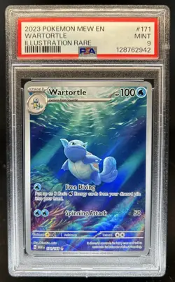 2023 Pokemon SV 151 Wartortle Illustration Rare #171/165 PSA 9 - Image 1