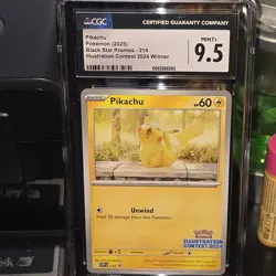2025 Pokemon Pikachu Black Star Promo Illustration Contest 2024 SVP 214 CGC 9.5 - Image 2