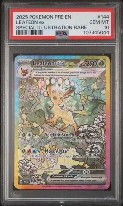 Pokemon Leafeon ex Prismatic Evolutions Special Illustration Rare #144 PSA 10 - Image 1