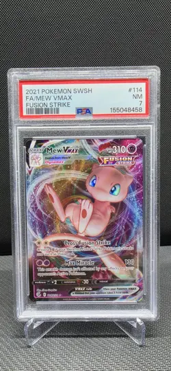 2021 Pokemon Sword & Shield Fusion Strike #114 Full Art Mew Vmax PSA 7 ! - Image 1
