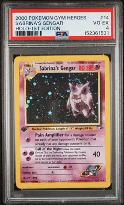 Pokemon Gym Heroes Sabrina's Gengar 14/132 Holo 1st Edition PSA 4 Holo Rare 2000 - Image 1