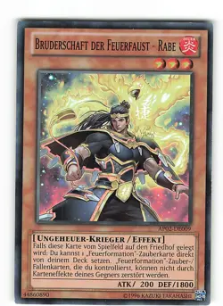 Yugioh BRUDERSCHAFT DER FEUERFAUST - RABE , ap02-de009 Super Rare deutsch Exc - Image 1