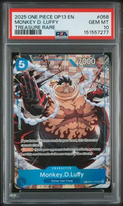 2025 ONE PIECE OP13-CARRYING ON HIS WILL TREASURE RARE MONKEY D. LUFFY PSA 10 - Image 1
