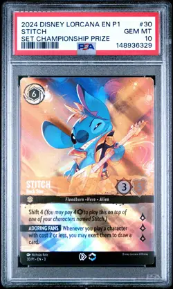 2024 DISNEY LORCANA PROMO THE INKLANDS SET CHAMPIONSHIP PRIZE #30 STITCH PSA 10 - Image 1