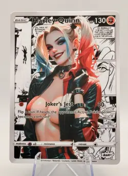 Harley Quinn Waifu Full Art Custom ‘Joker’s Jest’ - Trading Card - Image 2