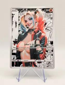 Harley Quinn Waifu Full Art Custom ‘Joker’s Jest’ - Trading Card - Image 3