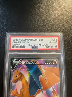 Pokemon Charizard V SWSH050 Champion's Path Promo Card PSA NM MT 8 Black Star - Image 2