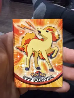 #77 Ponyta - Pokemon Topps Card - Blue Logo Tv Animation Edition Nm - Image 1