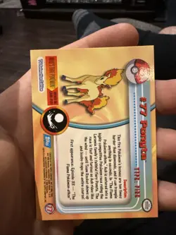 #77 Ponyta - Pokemon Topps Card - Blue Logo Tv Animation Edition Nm - Image 2