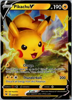 Pokemon Card - Pikachu V Vivid Voltage 043/185 V Ultra Rare Holo Near Mint - Image 1
