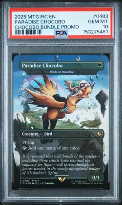 2025 MTG FINAL FANTASY COMMANDER CHOCOBO BUNDLE PROMO PARADISE CHOCOBO PSA 10 - Image 1