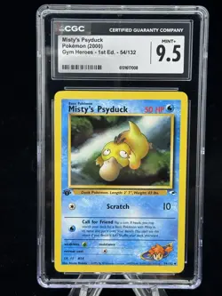 Misty’s Psyduck #54 1st Edition Gym Heroes 2000 Pokemon CGC 9.5 💦 - Image 1