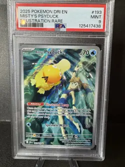 2025 Pokemon DRI EN-Destined Rivals Illustration Rare #193 Misty’s Psyduck PSA 9 - Image 1