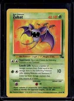 1999 Pokemon Fossil Zubat #57/62 - Image 1