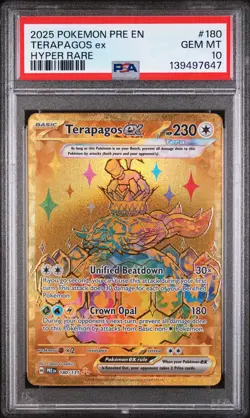 2025 POKEMON PRE EN-PRISMATIC EVOLUTIONS HYPER RARE #180 TERAPAGOS EX PSA 10 - Image 1
