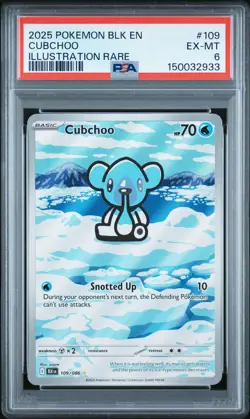 2025 POKEMON BLK EN-BLACK BOLT ILLUSTRATION RARE #109 CUBCHOO PSA 6 - Image 1