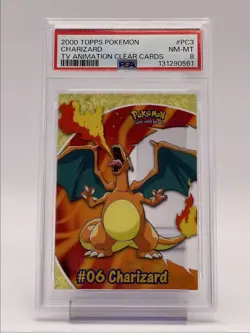 CHARIZARD 2000 TOPPS POKEMON TV ANIMATON CLEAR CARDS PSA 8 Q2371 - Image 1