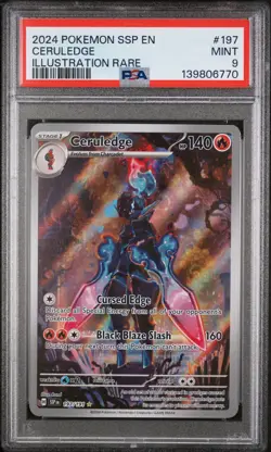 2024 POKEMON SSP EN-SURGING SPARKS ILLUSTRATION RARE #197 CERULEDGE PSA 9 - Image 1