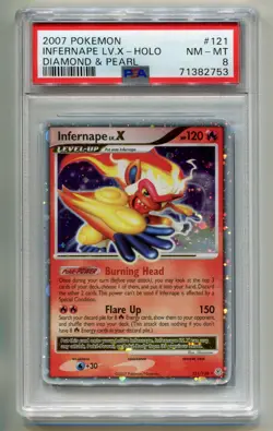 2006 POKEMON DIAMOND & PEARL D & P INFERNAPE LV. X #121/130 HOLO FOIL PSA 8 A P1 - Image 1