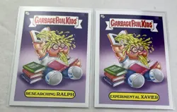 2 Card Lot Garbage Pail Kids BOOK WORMS Researching Ralph4b Experimental Xavier4 - Image 4