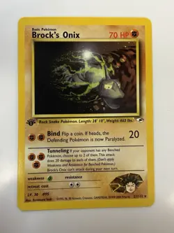 2000 Pokemon Brock's Onix 21/132 Gym Heroes Regular 1st Edition Trading Card TCG - Image 1
