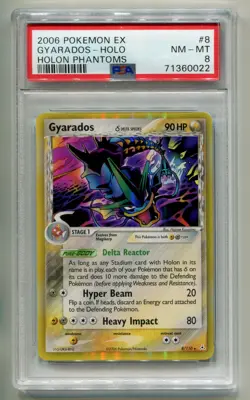 2006 POKEMON EX HOLON PHANTOMS GYARADOS #8/110 RARE HOLO FOIL PSA 8 P1 - Image 1