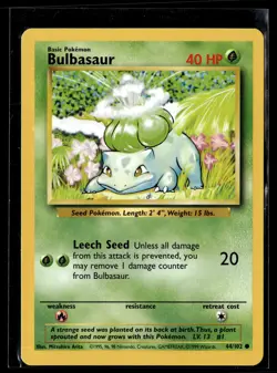 Pokemon TCG Base Set #044/102 Bulbasaur - Image 1