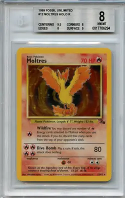BGS 8++ (9.5, 8, 8, 9) NM-MT 1999 Pokemon Moltres 12/62 Fossil-Holo #12 - Image 1