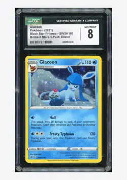 Pokemon CGC 8 Glaceon Promo 2021 SWSH192 Brilliants Star 3-Pack Blister English - Image 1